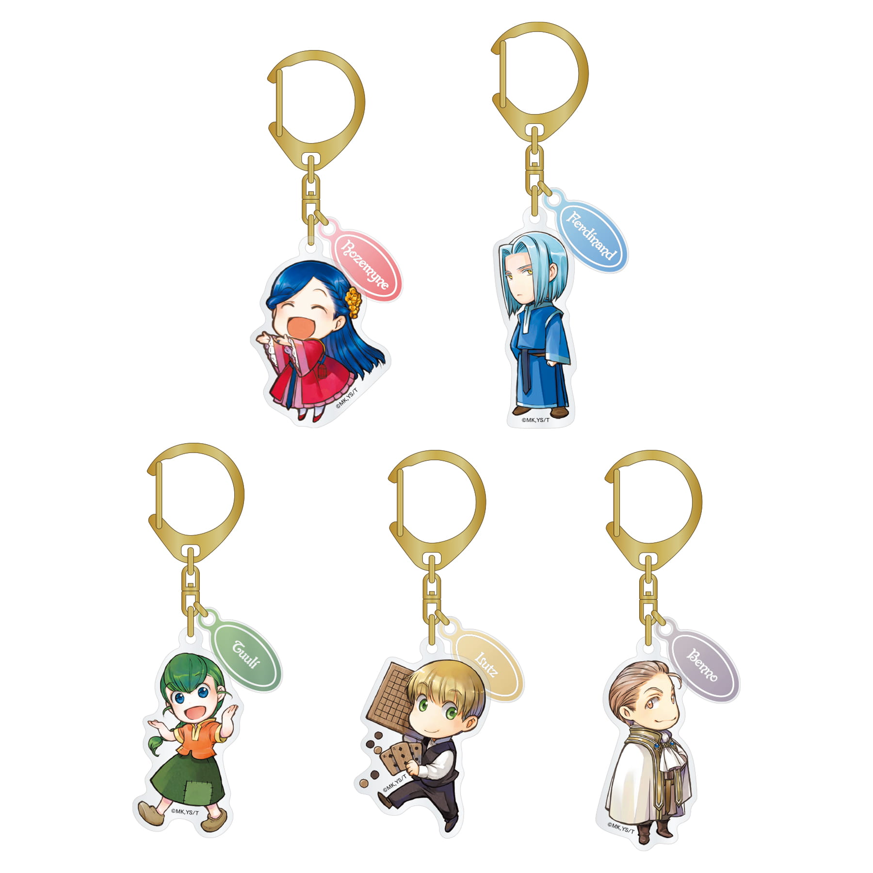 本好きの下剋上　ネーム付きアクリルキーホルダー 全5種セット
