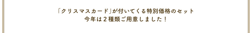 「クリスマスカード」が付いてくる特別価格のセット今年は２種類ご用意しました！